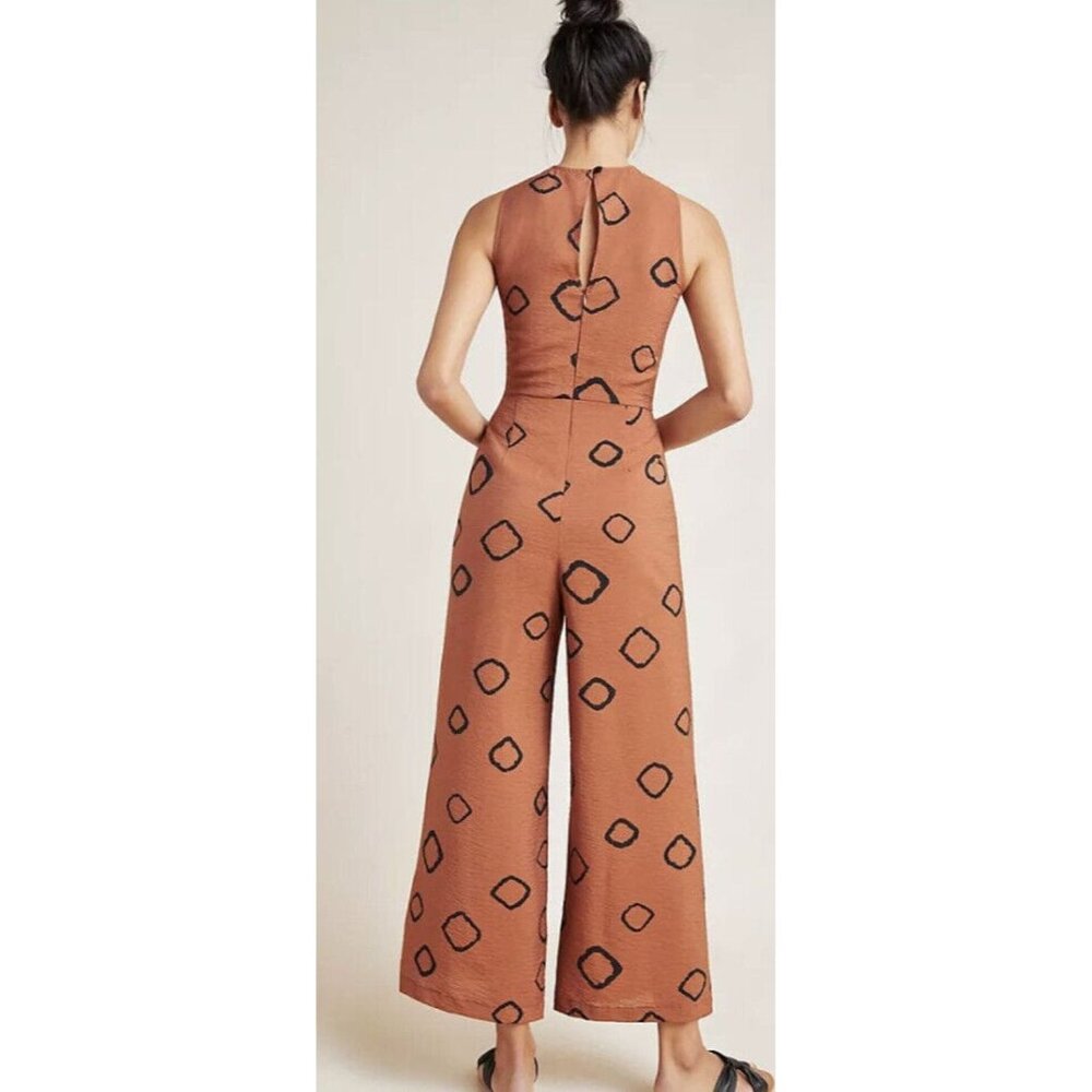Anthropologie Eva Franco Wide Leg Faith Jumpsuit with Brown Dot NWT - Picture 2 of 6